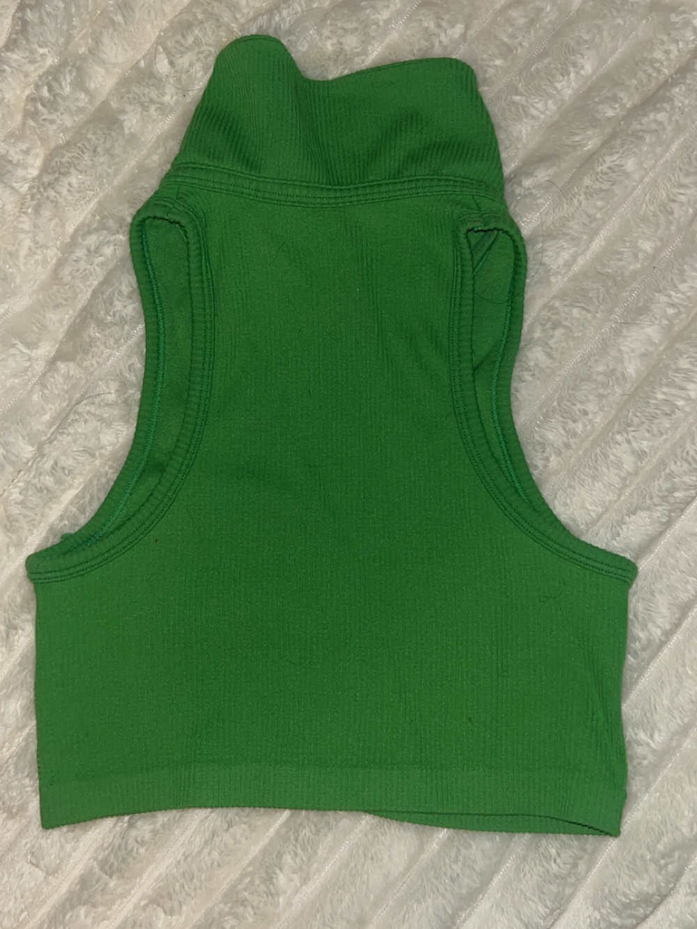Garage Green Ribbed Collared Crop Tank Top - Picture 2 of 3